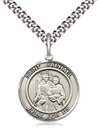 Pewter Saint Raphael the Archangel Medal Religious Jewelry Engraved Catholic Saint Jewelry