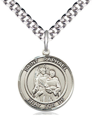 Pewter Saint Raphael the Archangel Medal Religious Jewelry Engraved Catholic Saint Jewelry