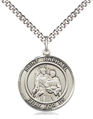 Pewter Saint Raphael the Archangel Medal Religious Jewelry Engraved Catholic Saint Jewelry