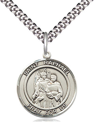 Pewter Saint Raphael the Archangel Medal Religious Jewelry Engraved Catholic Saint Jewelry