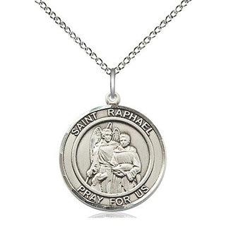 Sterling Silver Saint Raphael the Archangel Medal Religious Jewelry Engraved Catholic Saint Jewelry