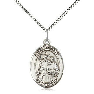 Sterling Silver Saint Raphael the Archangel Medal Religious Jewelry Engraved Catholic Saint Jewelry