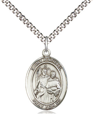 Sterling Silver Saint Raphael the Archangel Medal Religious Jewelry Engraved Catholic Saint Jewelry
