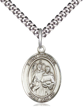 Sterling Silver Saint Raphael the Archangel Medal Religious Jewelry Engraved Catholic Saint Jewelry