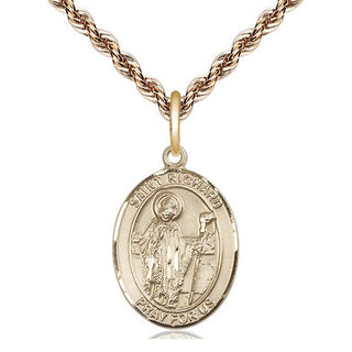 14kt Gold Filled Saint Richard Medal Religious Jewelry Engraved Catholic Saint Jewelry