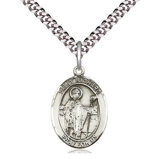 Pewter Saint Richard Medal Religious Jewelry Engraved Catholic Saint Jewelry