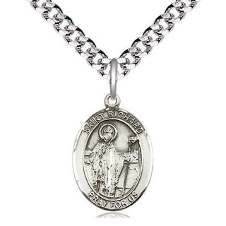 Pewter Saint Richard Medal Religious Jewelry Engraved Catholic Saint Jewelry