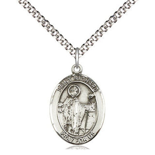 Pewter Saint Richard Medal Religious Jewelry Engraved Catholic Saint Jewelry