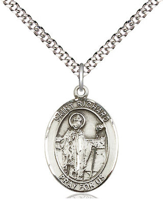 Sterling Silver Saint Richard Medal Religious Jewelry Engraved Catholic Saint Jewelry