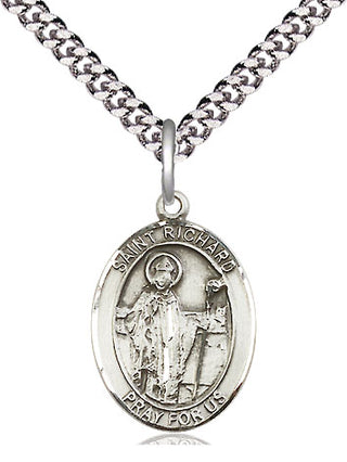 Sterling Silver Saint Richard Medal Religious Jewelry Engraved Catholic Saint Jewelry