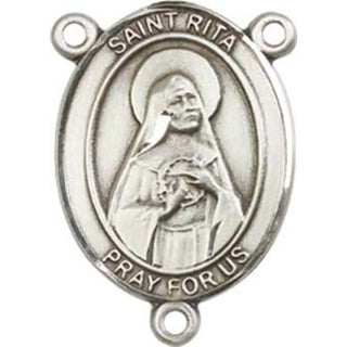 Sterling Silver Saint Rita of Cascia Rosary Center