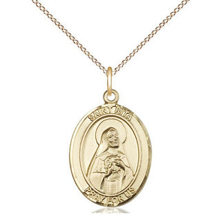 14kt Gold Filled Saint Rita of Cascia Medal Religious Jewelry Engraved Catholic Saint Jewelry