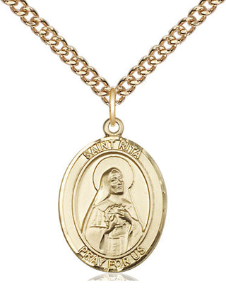 14kt Gold Filled Saint Rita of Cascia Medal Religious Jewelry Engraved Catholic Saint Jewelry