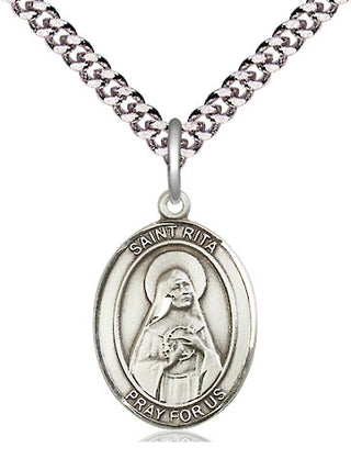 Pewter Saint Rita of Cascia Medal Religious Jewelry Engraved Catholic Saint Jewelry