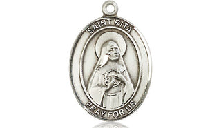 Pewter Saint Rita of Cascia Medal Engraved Catholic Saint Jewelry