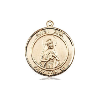 14kt Gold Filled Saint Rita of Cascia Medal Engraved Catholic Saint Jewelry