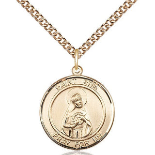 14kt Gold Filled Saint Rita of Cascia Medal Religious Jewelry Engraved Catholic Saint Jewelry