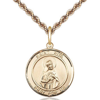 14kt Gold Filled Saint Rita of Cascia Medal Religious Jewelry Engraved Catholic Saint Jewelry