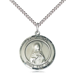 Sterling Silver Saint Rita of Cascia Medal Religious Jewelry Engraved Catholic Saint Jewelry