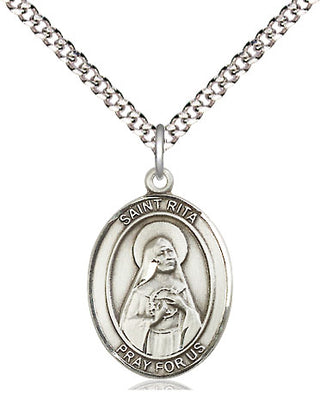 Sterling Silver Saint Rita of Cascia Medal Religious Jewelry Engraved Catholic Saint Jewelry