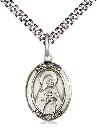 Sterling Silver Saint Rita of Cascia Medal Religious Jewelry Engraved Catholic Saint Jewelry