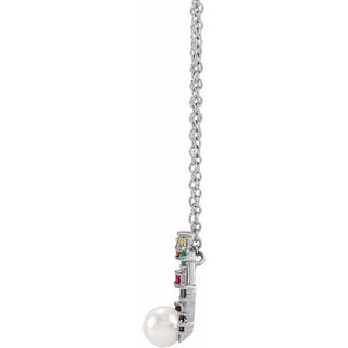 Sterling Silver Akoya Cultured Pearl Hold You Forever Rainbow Baby 18" Necklace 