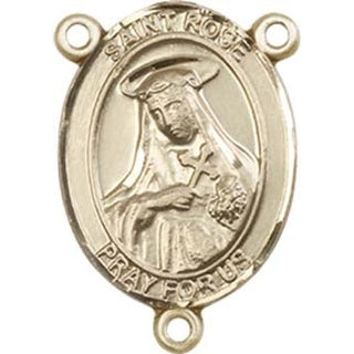 14kt Gold Saint Rose of Lima Rosary Center Rosary Center Engraved Catholic Saint Jewelry