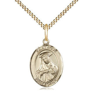 14kt Gold Filled Saint Rose of Lima Medal Religious Jewelry Engraved Catholic Saint Jewelry