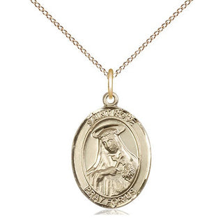 14kt Gold Filled Saint Rose of Lima Medal Religious Jewelry Engraved Catholic Saint Jewelry
