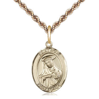 14kt Gold Filled Saint Rose of Lima Medal Religious Jewelry Engraved Catholic Saint Jewelry