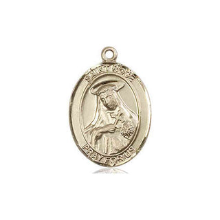 14kt Gold Saint Rose of Lima Medal Engraved Catholic Saint Jewelry