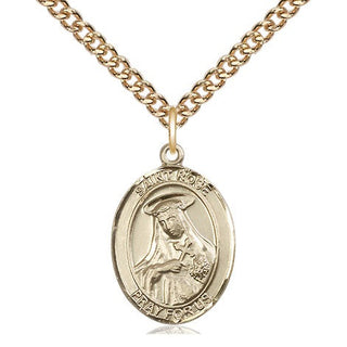 14kt Gold Saint Rose of Lima Medal Engraved Catholic Saint Jewelry
