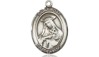 Pewter Saint Rose of Lima Medal Engraved Catholic Saint Jewelry