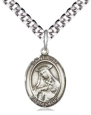 Pewter Saint Rose of Lima Medal Religious Jewelry Engraved Catholic Saint Jewelry
