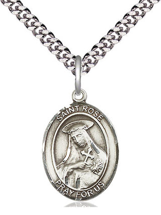 Pewter Saint Rose of Lima Medal Religious Jewelry Engraved Catholic Saint Jewelry