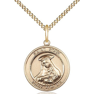 14kt Gold Filled Saint Rose of Lima Medal Religious Jewelry Engraved Catholic Saint Jewelry