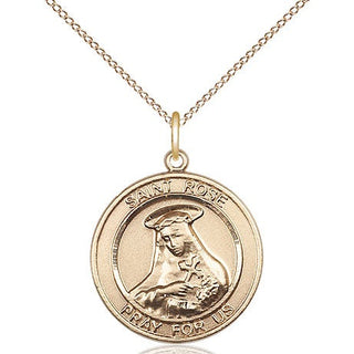 14kt Gold Filled Saint Rose of Lima Medal Religious Jewelry Engraved Catholic Saint Jewelry