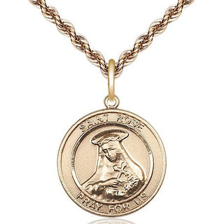 14kt Gold Filled Saint Rose of Lima Medal Religious Jewelry Engraved Catholic Saint Jewelry
