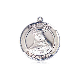 Pewter Saint Rose of Lima Medal Engraved Catholic Saint Jewelry