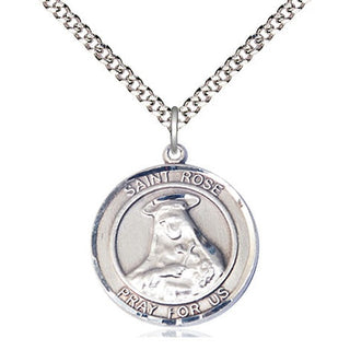 Pewter Saint Rose of Lima Medal Religious Jewelry Engraved Catholic Saint Jewelry