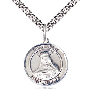 Pewter Saint Rose of Lima Medal Religious Jewelry Engraved Catholic Saint Jewelry