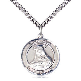 Sterling Silver Saint Rose of Lima Medal Religious Jewelry Engraved Catholic Saint Jewelry