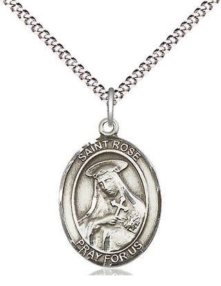 Sterling Silver Saint Rose of Lima Medal Religious Jewelry Engraved Catholic Saint Jewelry