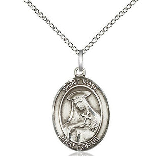 Sterling Silver Saint Rose of Lima Medal Religious Jewelry Engraved Catholic Saint Jewelry