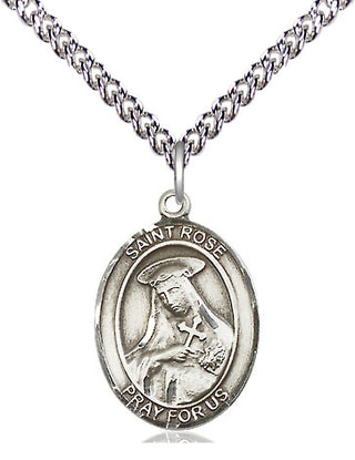 Sterling Silver Saint Rose of Lima Medal Religious Jewelry Engraved Catholic Saint Jewelry