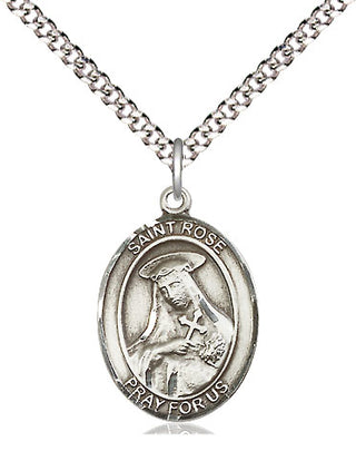 Sterling Silver Saint Rose of Lima Medal Religious Jewelry Engraved Catholic Saint Jewelry