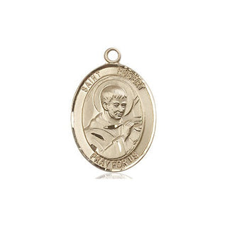 14kt Gold Saint Robert Bellarmine Medal Engraved Catholic Saint Jewelry