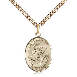 14kt Gold Saint Robert Bellarmine Medal Engraved Catholic Saint Jewelry