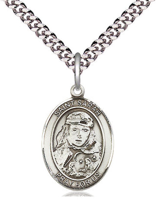 Pewter Saint Sarah Medal Religious Jewelry Engraved Catholic Saint Jewelry