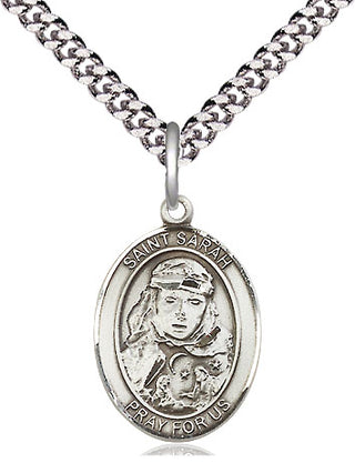 Pewter Saint Sarah Medal Religious Jewelry Engraved Catholic Saint Jewelry